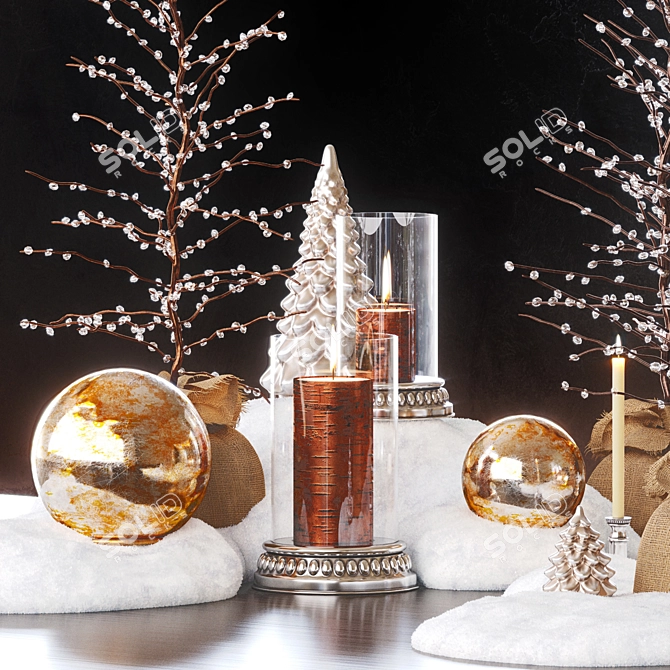 Layered Winter Decor Set 3D model image 3