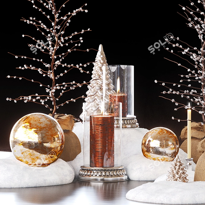 Layered Winter Decor Set 3D model image 10