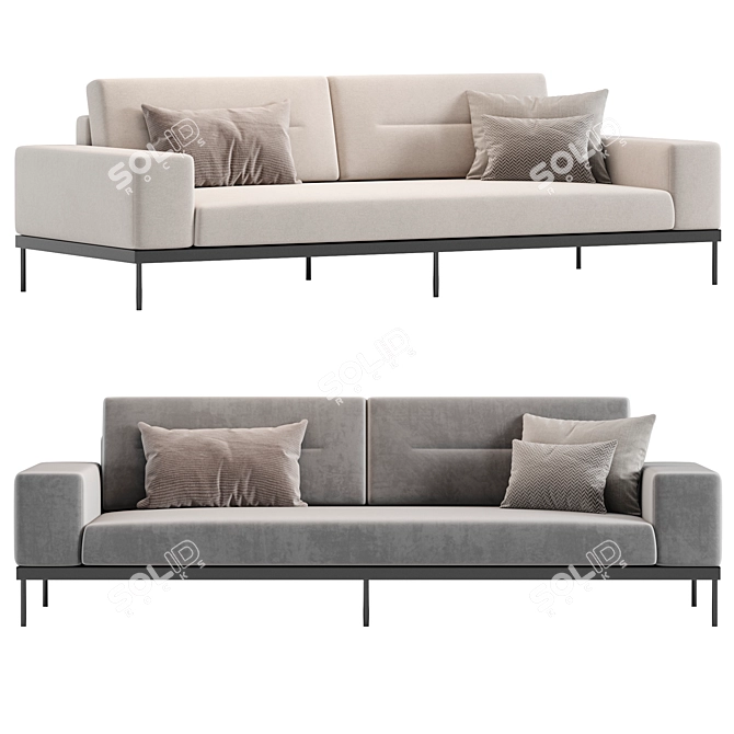 Luxurious Ivory Mauro Sofa 3D model image 2