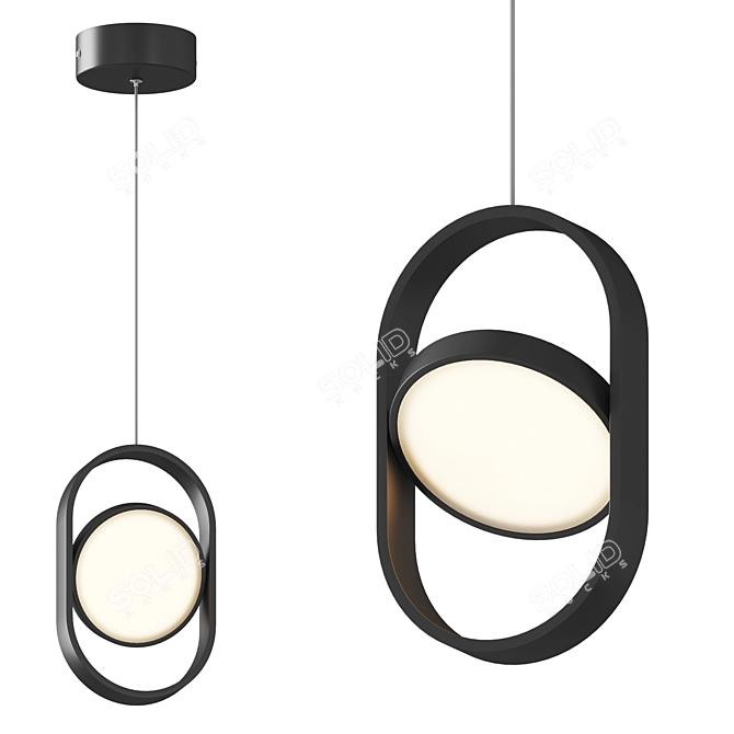 Sleek Black Oval LED Pendant 3D model image 1