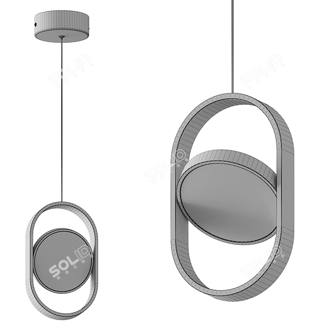 Sleek Black Oval LED Pendant 3D model image 2