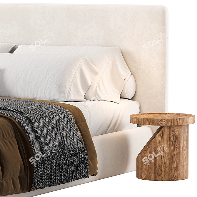 Modern Fabric Double Bed Flexform 3D model image 2