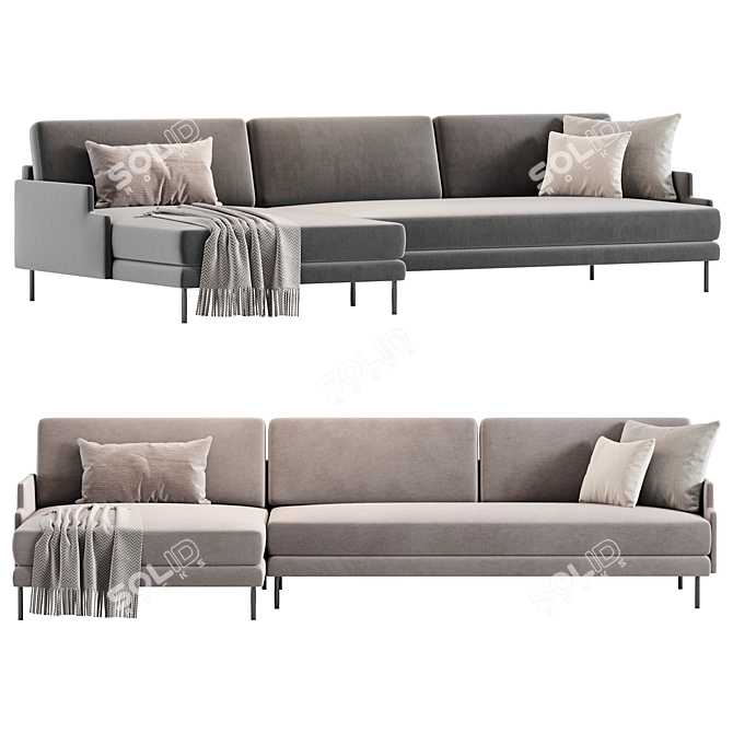 Modern Scalino Grey Sectional Sofa 3D model image 2