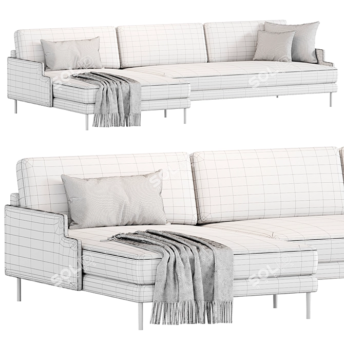 Modern Scalino Grey Sectional Sofa 3D model image 3