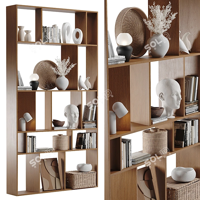 Decorative Shelving Set with Sculptures 3D model image 1