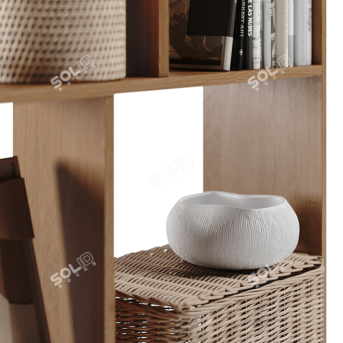 Decorative Shelving Set with Sculptures 3D model image 3