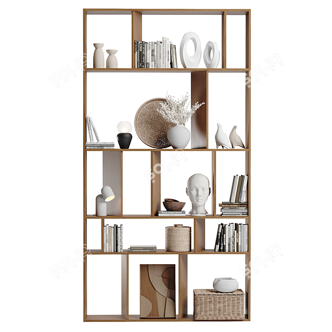 Decorative Shelving Set with Sculptures 3D model image 4