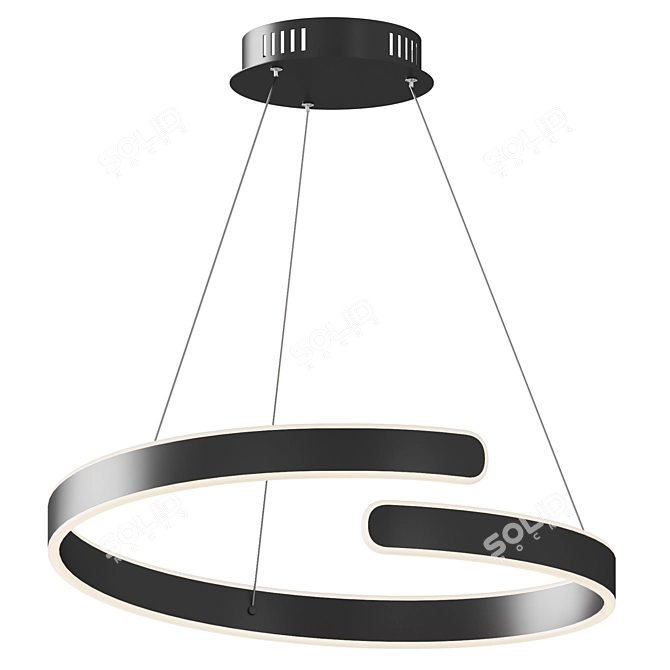 Sleek Black LED Pendant Light 3D model image 1