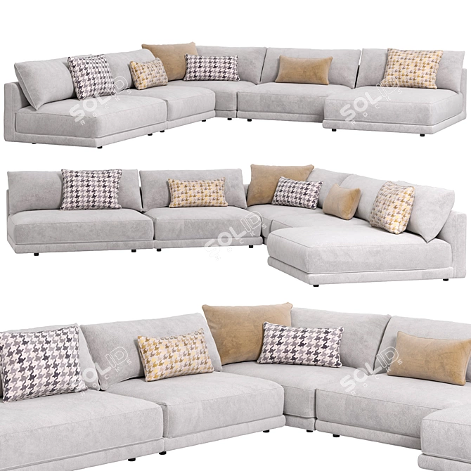 Contemporary Corner Couch Sofa Set 3D model image 1