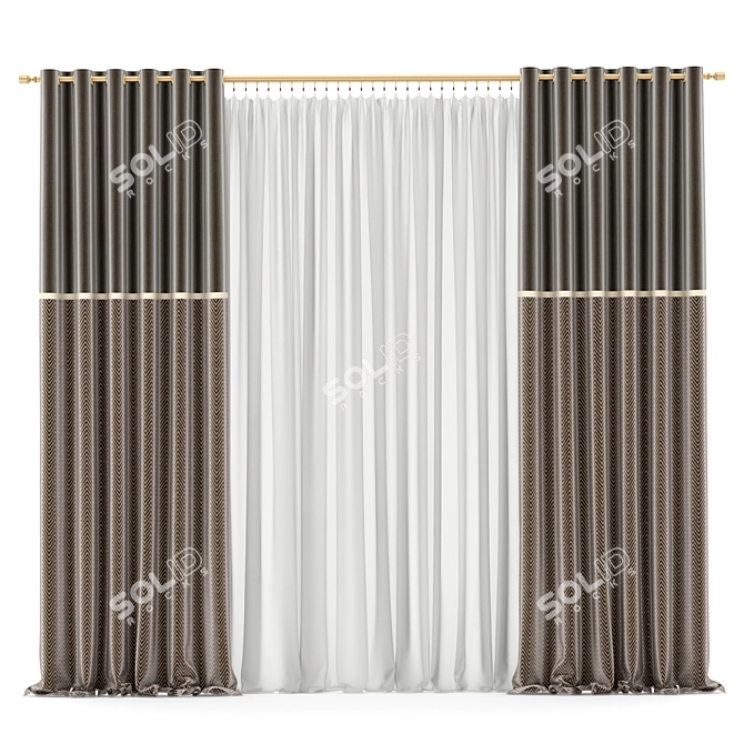 Sheer Curtain Panel 130 3D model image 1