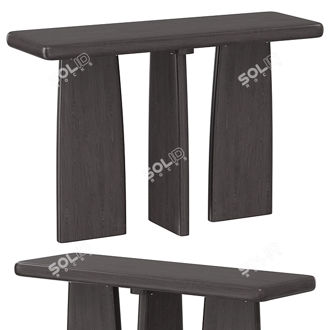 Black Walnut Narrow Console Table 3D model image 1