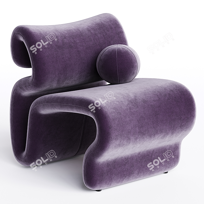 Modern Etcetera Easy Chair, Zink Grey 3D model image 2