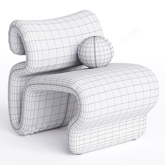 Modern Etcetera Easy Chair, Zink Grey 3D model image 3