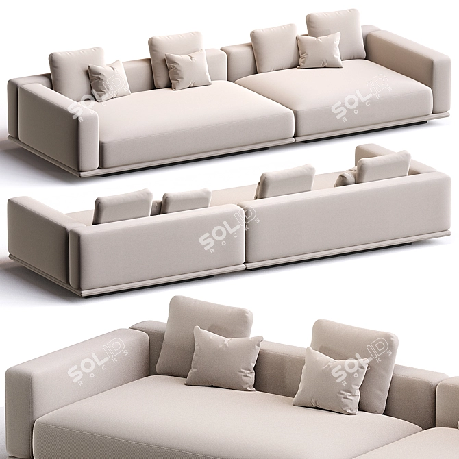 Modern Sleek Minimalist Sofa Design 3D model image 1