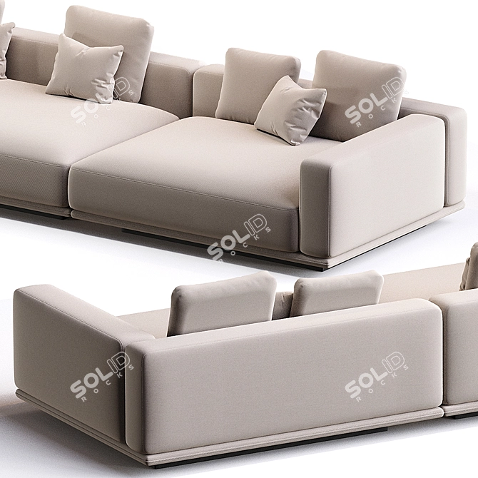Modern Sleek Minimalist Sofa Design 3D model image 2