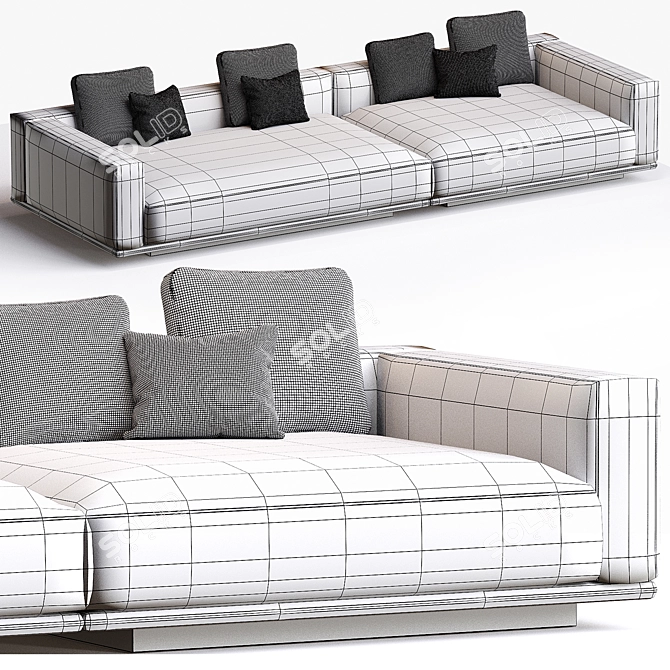 Modern Sleek Minimalist Sofa Design 3D model image 5