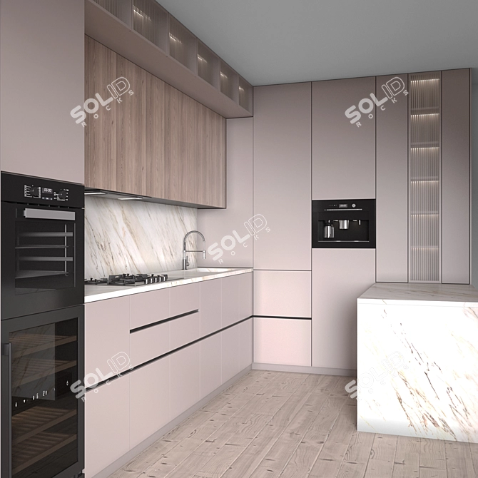 Modern Editable Kitchen with Appliances 3D model image 2