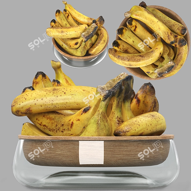 Fruit Bowl with Bananas 3D 3D model image 1