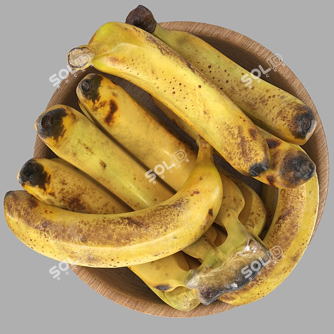 Fruit Bowl with Bananas 3D 3D model image 2