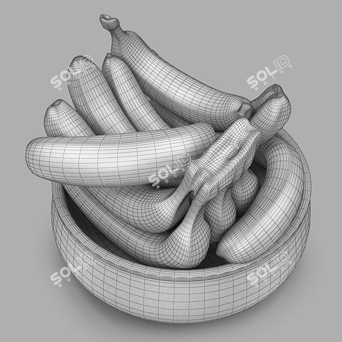 Fruit Bowl with Bananas 3D 3D model image 5