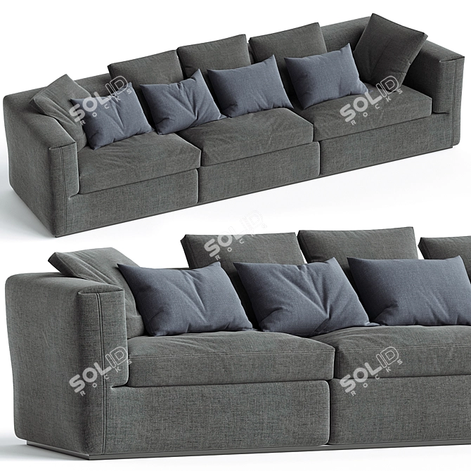 Elegant 3-Seater Cassina Sofa 3D model image 1