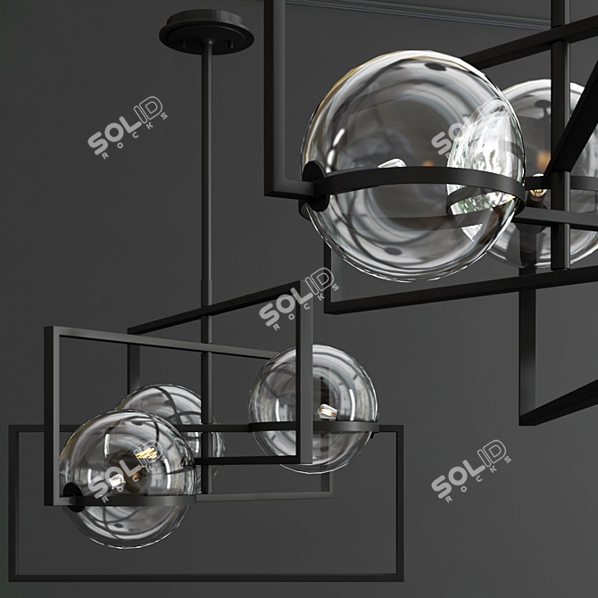 Elegant Black Chandelier with Glass Globes 3D model image 2