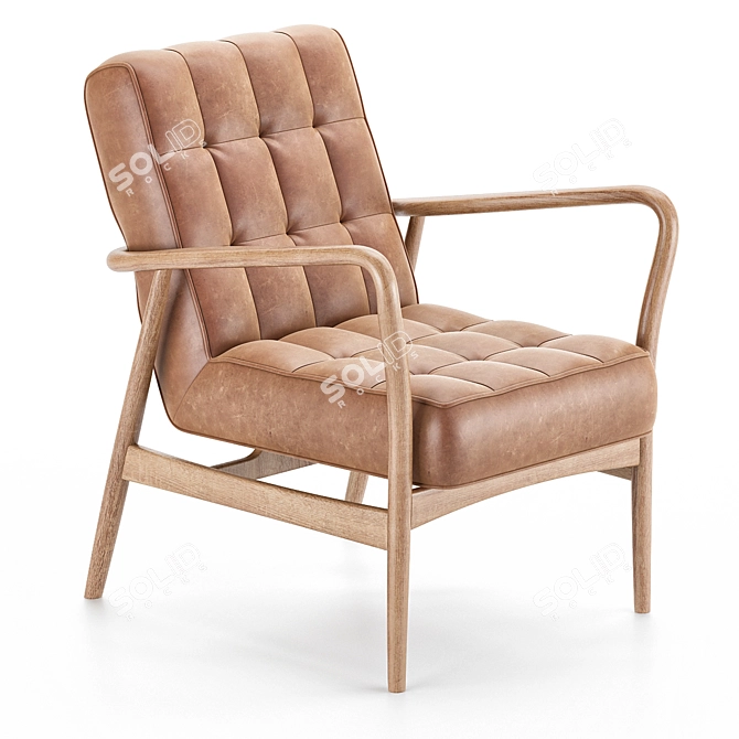 Modern Brown Leather Armchair Model 3D model image 1