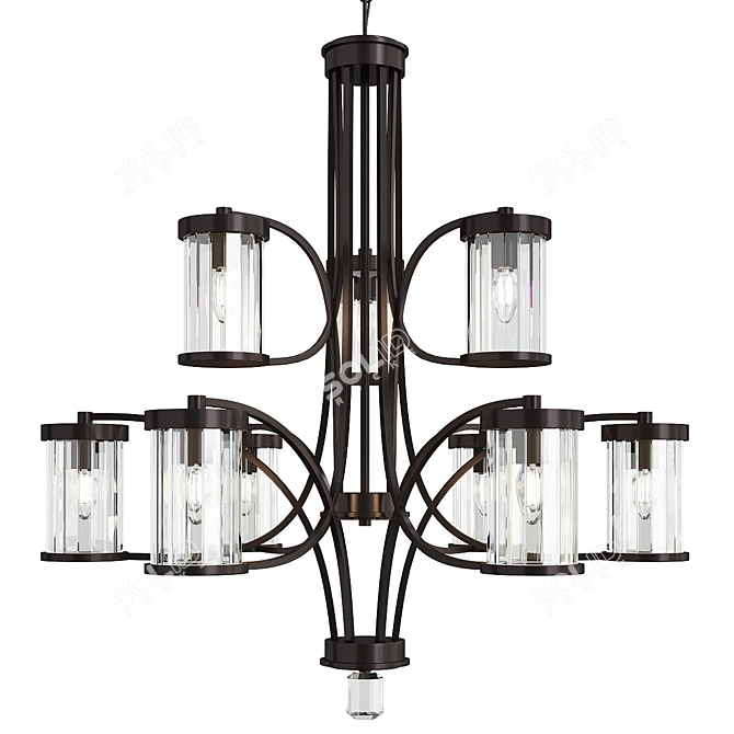 Elegant Nora 9-Light Chandelier 3D model image 1