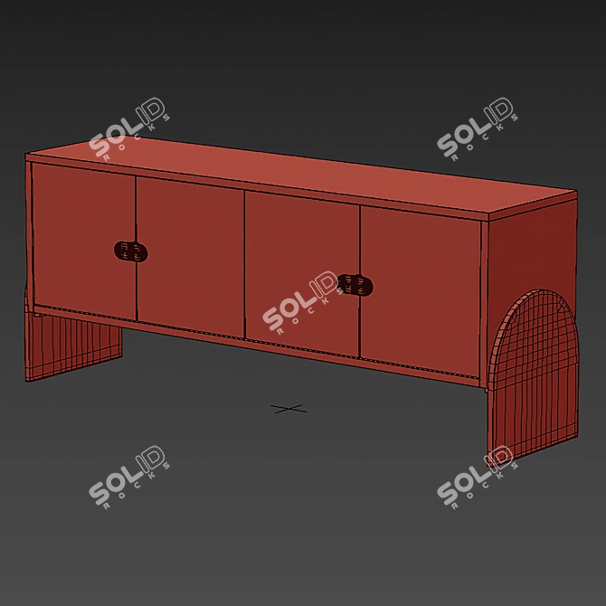 Crescio Ivory Linen Console Table 3D model image 3