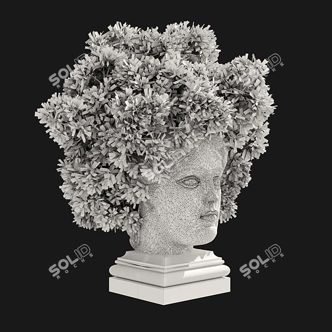 Translated Description: "Pot with a flower instead of 'hair'"
Title:  Flower Pot Hair Planter 3D model image 3