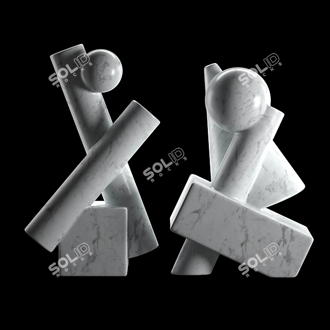 Cubist Carrara Marble Sculptures 3D model image 2