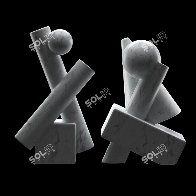 Cubist Carrara Marble Sculptures 3D model image 3