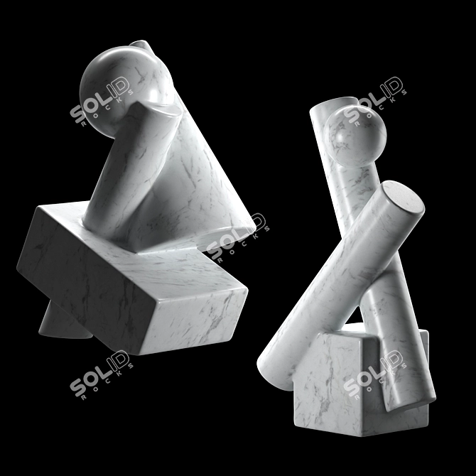 Cubist Carrara Marble Sculptures 3D model image 4