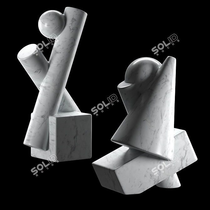 Cubist Carrara Marble Sculptures 3D model image 5