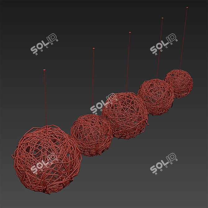 Wicker Lamp Set with Textures 3D model image 6