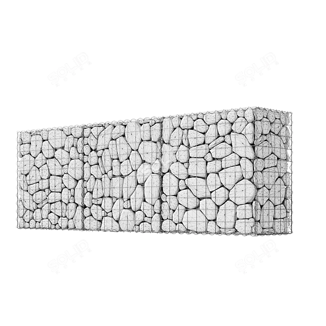 Modern Gabion Wall Section 3D model image 2