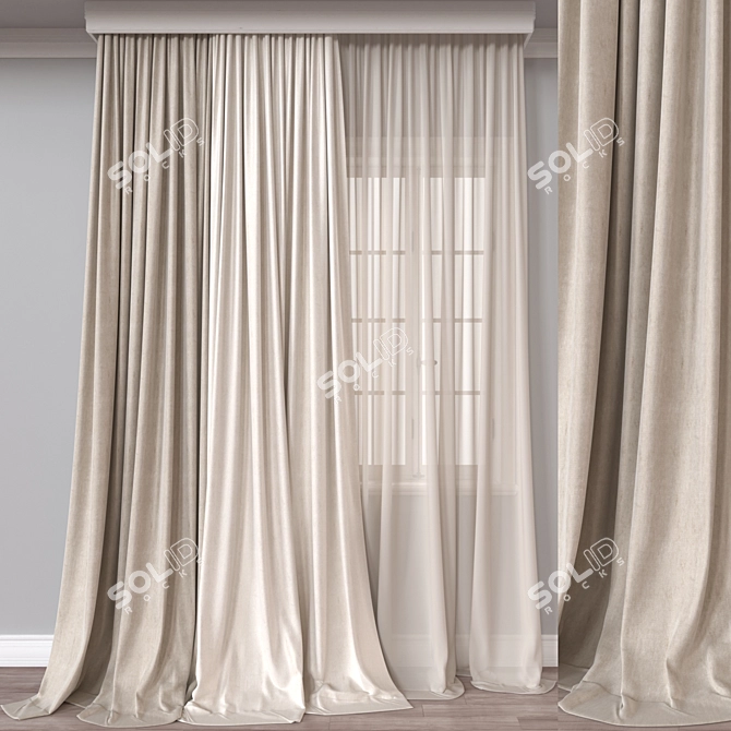 Versatile 3D Curtain Model 3D model image 1