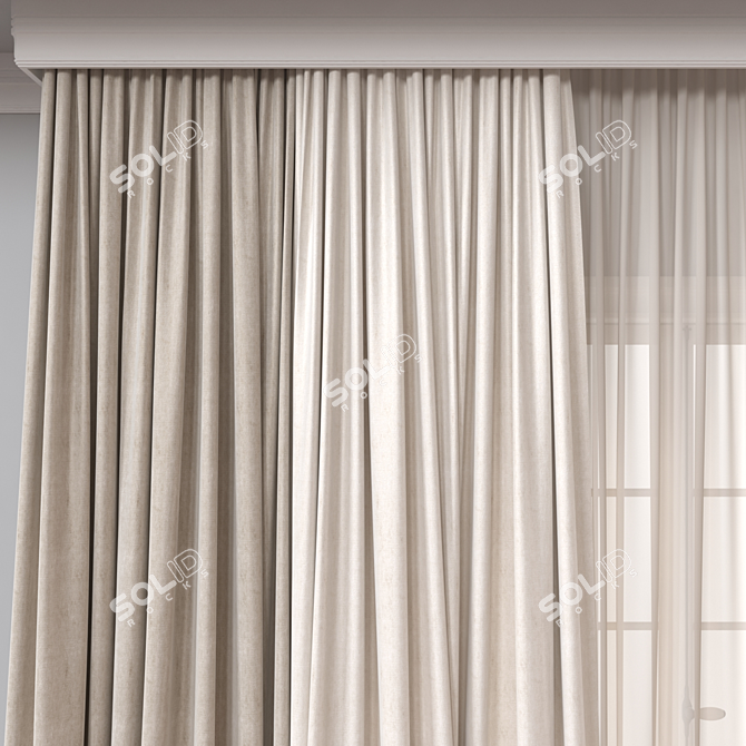 Versatile 3D Curtain Model 3D model image 2