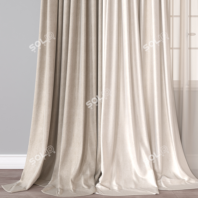 Versatile 3D Curtain Model 3D model image 3