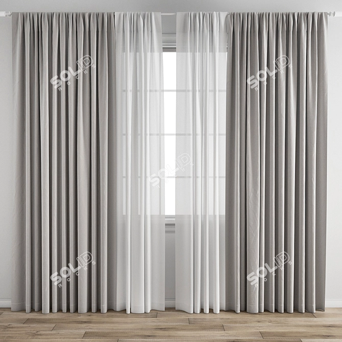 Polygonal Curtain 3D Model Kit 3D model image 4