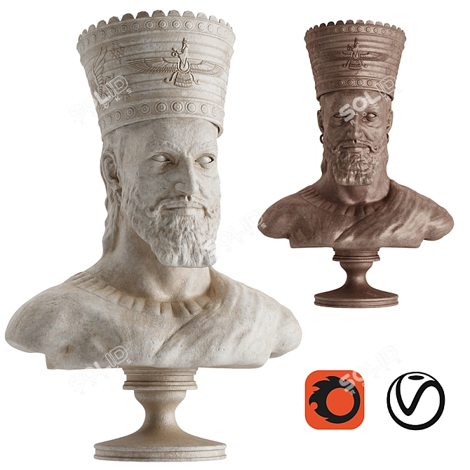 King Cyrus Sculpture: Majestic Replica 3D model image 1