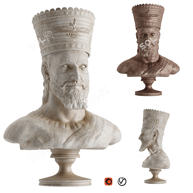 King Cyrus Sculpture: Majestic Replica 3D model image 7