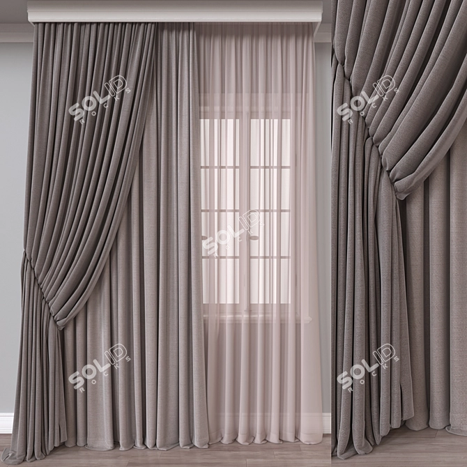 Versatile 3D Curtain Model 3D model image 1