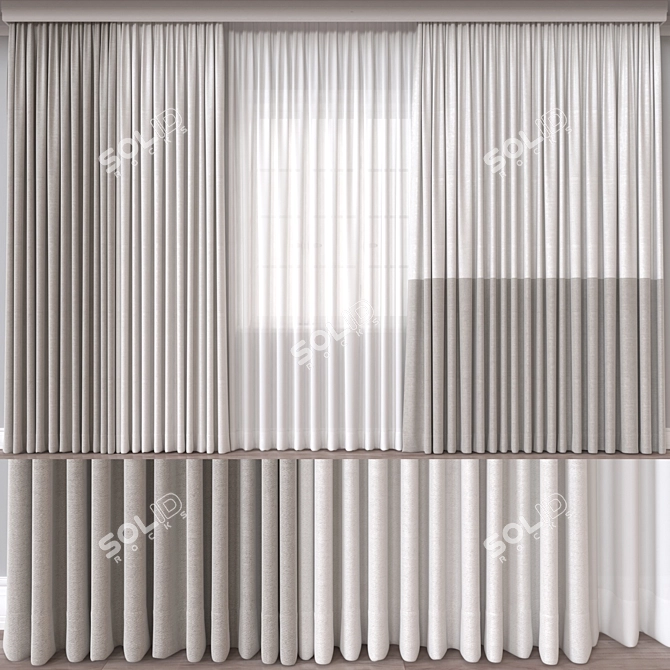 Versatile 3D Curtain Model 3D model image 1