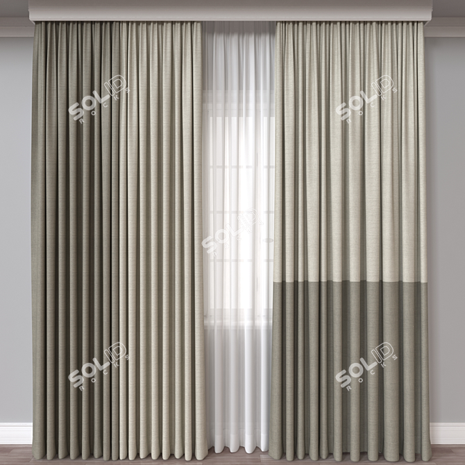 3D Curtain Model for Vray 3D model image 1