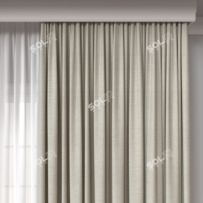 3D Curtain Model for Vray 3D model image 3