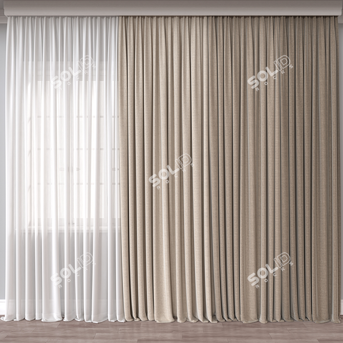 Versatile 3D Curtain Model - FBX, OBJ - 65k Polygons 3D model image 1