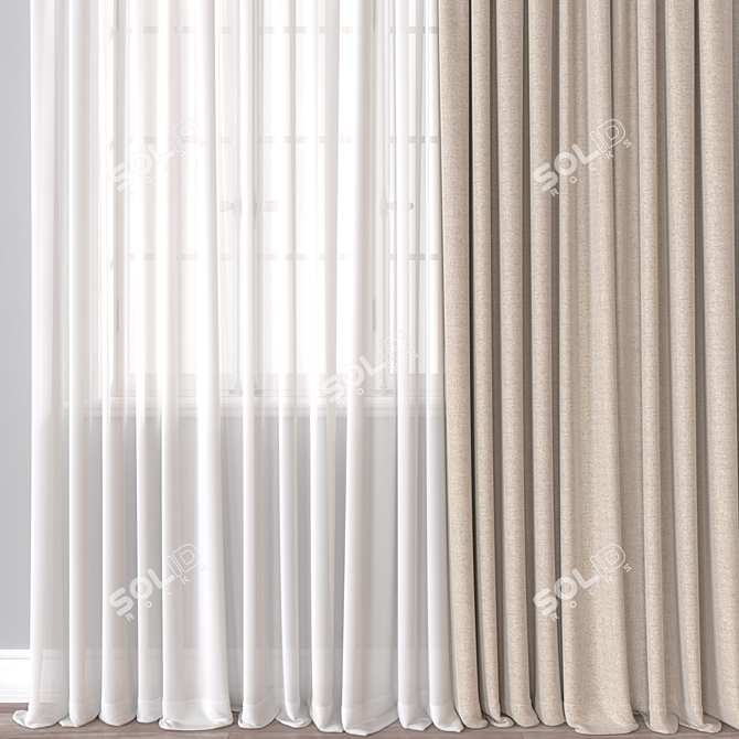 Versatile 3D Curtain Model - FBX, OBJ - 65k Polygons 3D model image 3