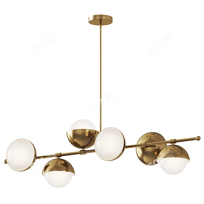 Modern Brass Glass Pendant Light 3D model image 1