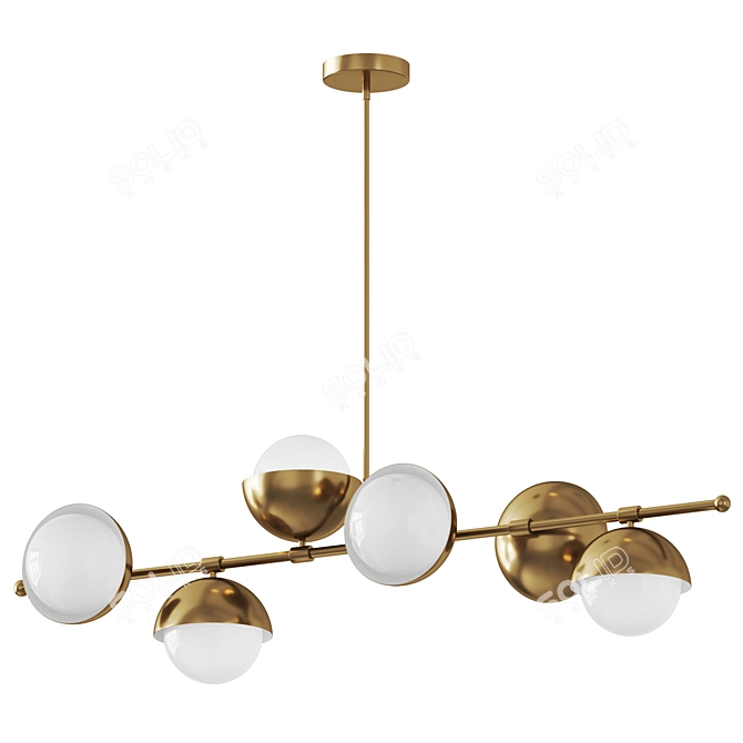 Modern Brass Glass Pendant Light 3D model image 2